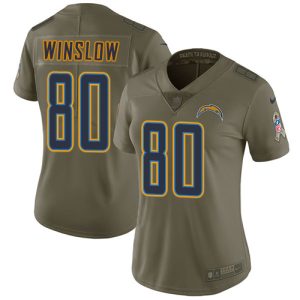 Fantastic Chargers #80 Kellen Winslow Olive Women's Stitched NFL Limited 2017 Salute to Service Jersey
