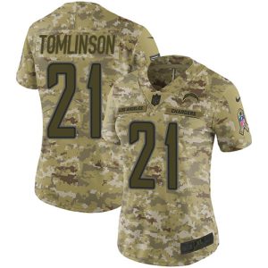 High quality Chargers #21 LaDainian Tomlinson Camo Women's Stitched NFL Limited 2018 Salute to Service Jersey