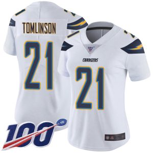 High quality Chargers #21 LaDainian Tomlinson White Women's Stitched NFL 100th Season Vapor Limited Jersey